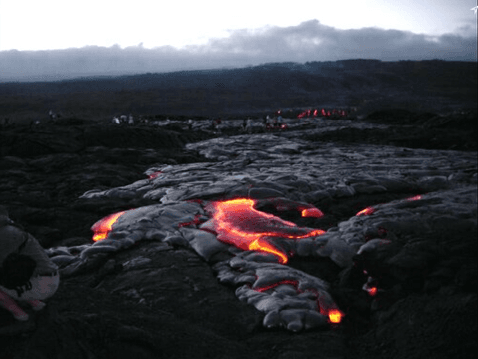 Lava flowing down Kilauea mountain - 2001
