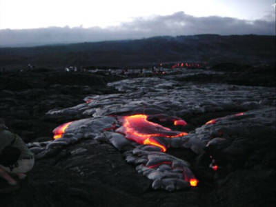 Lava flowing down Kilauea mountain - 2001
